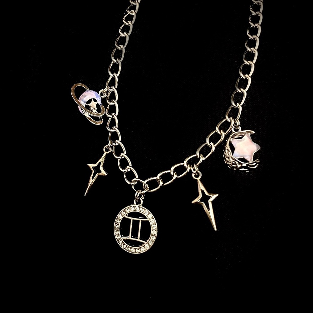 Handmade Silver Gemini Choker & Earring Set